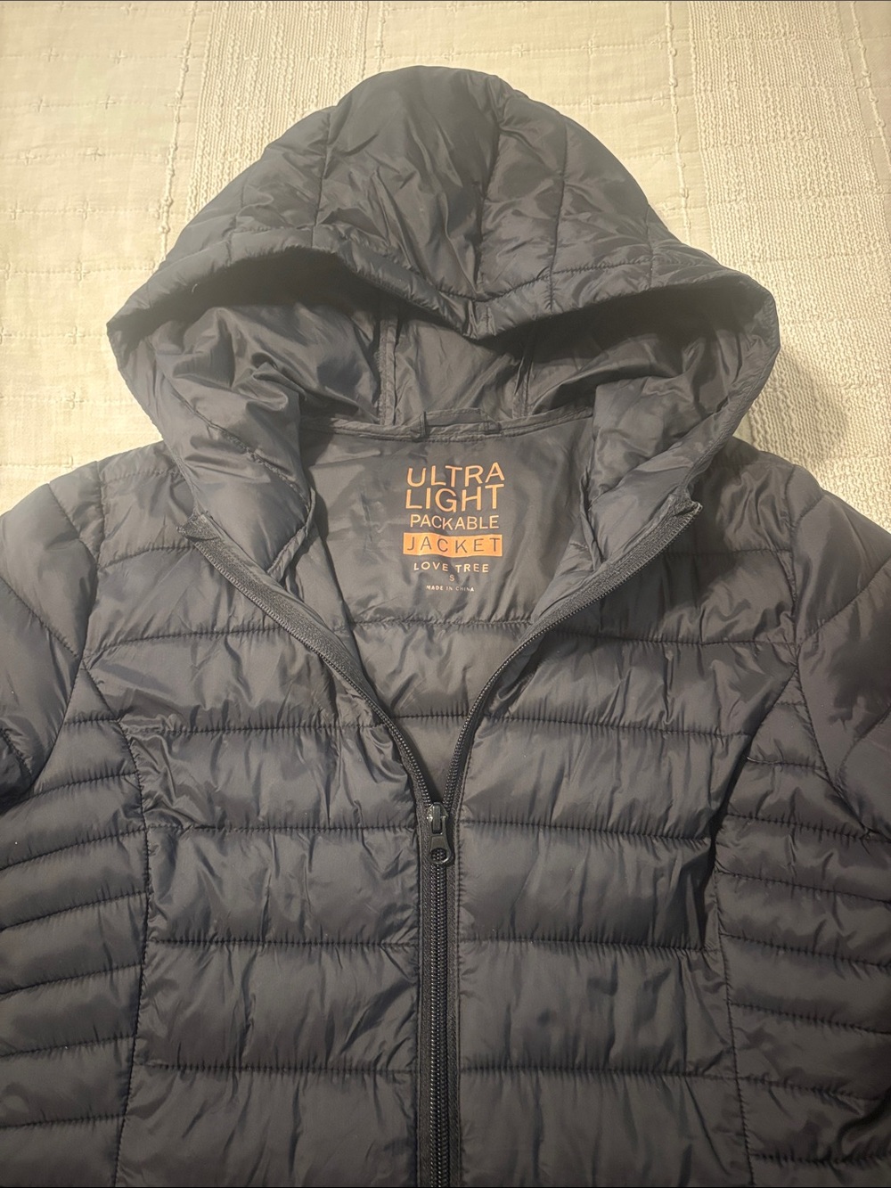 Love Tree Navy Hooded Packable Puffer Jacket